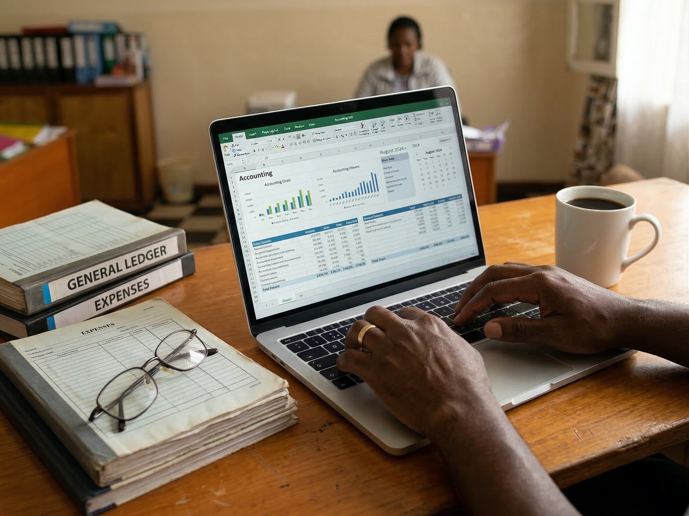 Accountant reviewing financial statements
