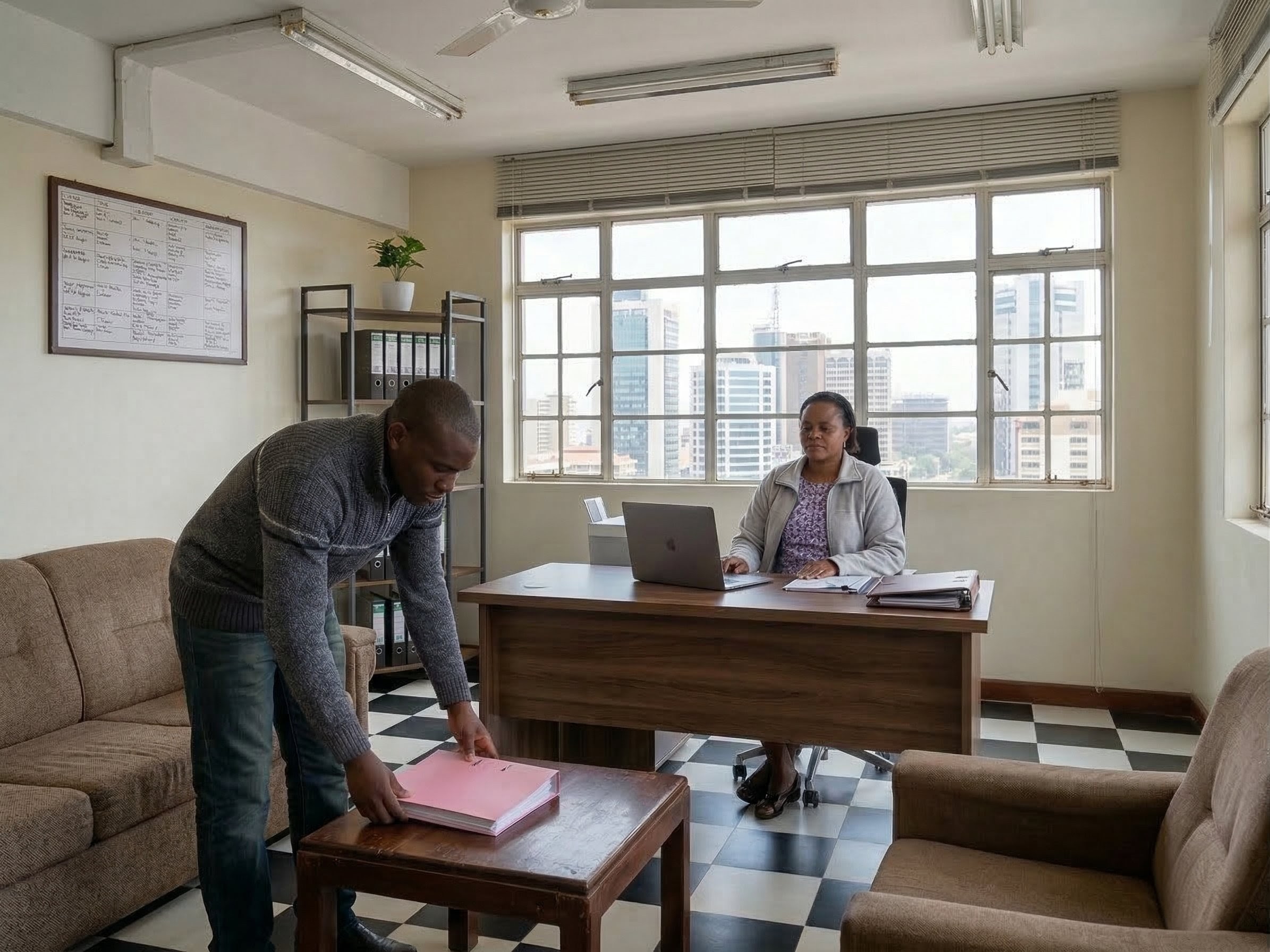 Staff working at the office on accounting records